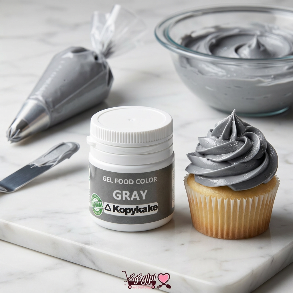 رنگ خوراکی ژله‌ای طوسی حرفه‌ای کپی کیک ۳۵ گرمی