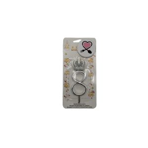 شمع عدد 8 نقره ای تاج دار