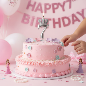 شمع تولد نقره‌ ای تاجدار عدد 7