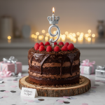 شمع نقره‌ای تولد عدد ۹ | شمع عددی شیک تزیین کیک تولد