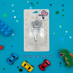 خرید شمع تولد نقره‌ ای شیک تاجدار عدد 7