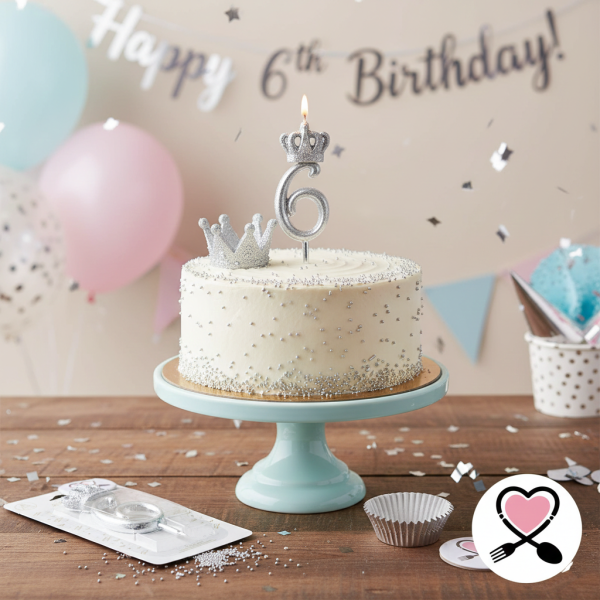 خرید شمع نقره‌ ای تاجدار عدد 6 | شمع تولد لاکچری