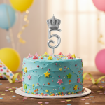 شمع نقره‌ ای تاجدار عدد 5 | شمع تولد لاکچری و خاص