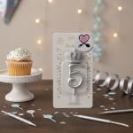 شمع نقره‌ ای تاجدار عدد 5 | شمع تولد خاص