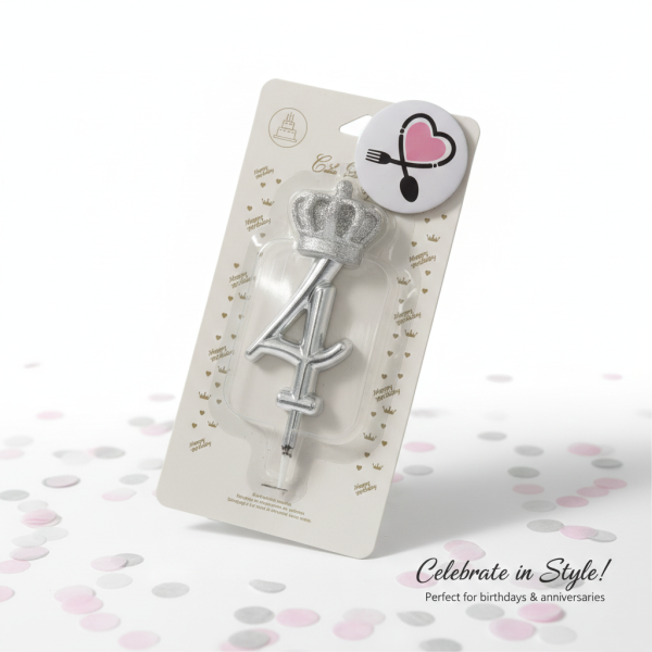 شمع تولد نقره‌ ای عدد 4 | شمع عددی شیک و لاکچری