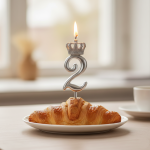 شمع نقره‌ ای تاجدار عدد ۲ | شمع لاکچری عددی