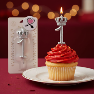 شمع نقره‌ ای تاجدار عدد ۱ | شمع لاکچری و خاص