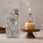 شمع نقره‌ ای تاجدار عدد صفر | شمع عددی لاکچری تزیین کیک