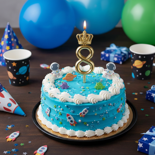 شمع طلایی تاجدار عدد ۸ | شمع تولد لاکچری و شیک