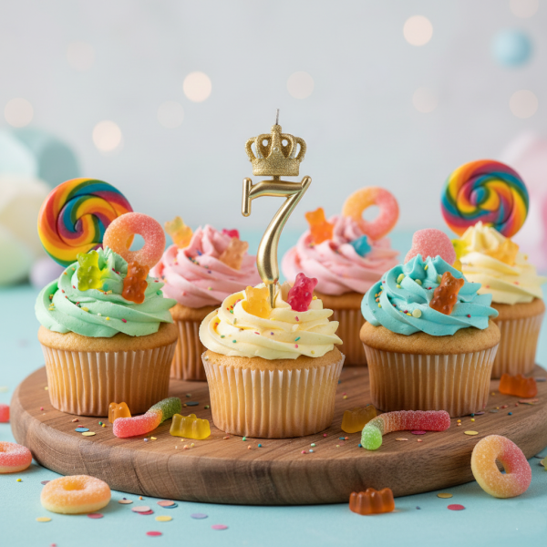 خرید شمع طلایی تاجدار عدد هفت | شمع تولد لاکچری عددی