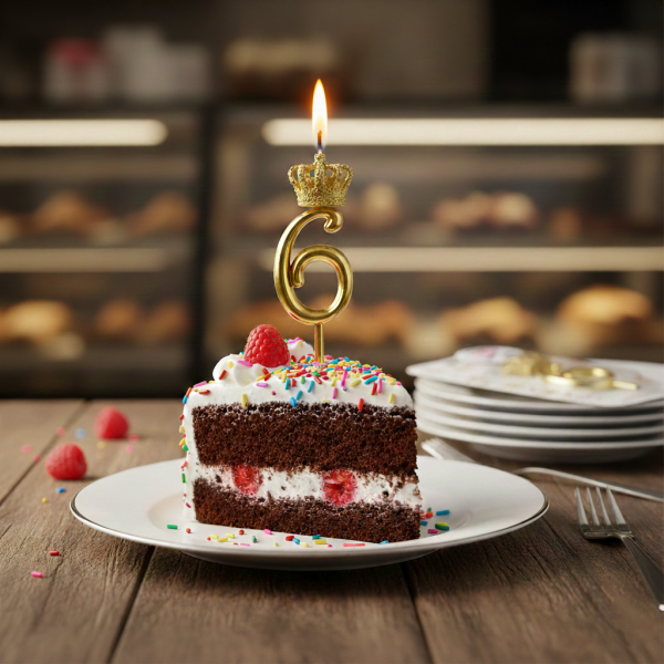 شمع طلایی تاجدار عدد ۶ | شمع لاکچری و خاص