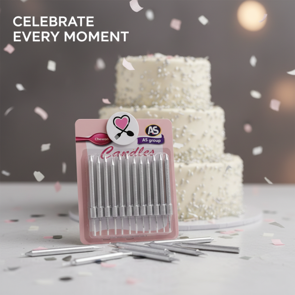 شمع تولد تاپ کندل 12 عددی | شمع نقره ای و اکلیلی