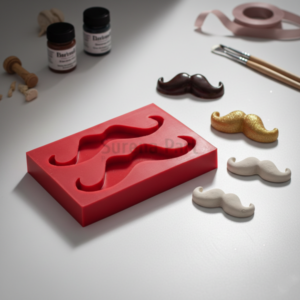 قالب سیلیکونی سیبیل دو تایی | قالب فوندانت سبیل فانتزی قنادی