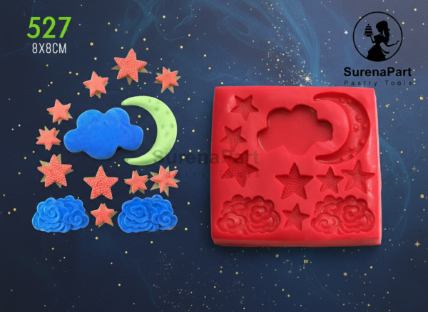 خرید مولد سیلیکونی ماه ستاره ابر سورنا پارت | قالب فوندانت و شکلات طرح آسمان