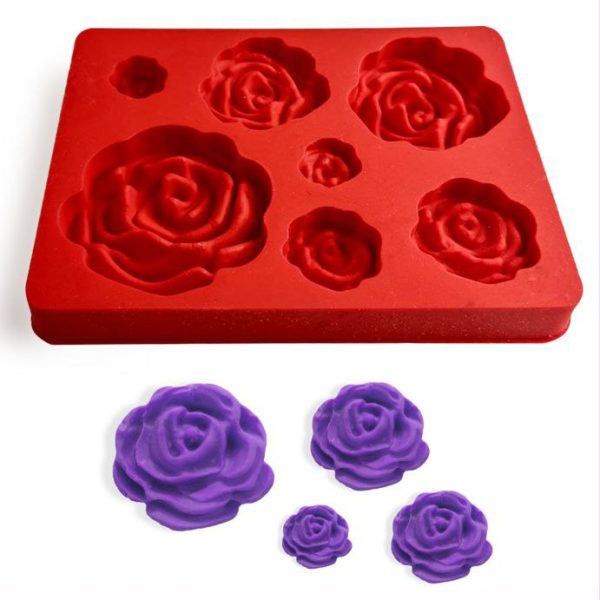 خرید مولد سیلیکونی گل رز 7 عددی سورنا پارت | قالب گل رز فوندانت حرفه‌ ای