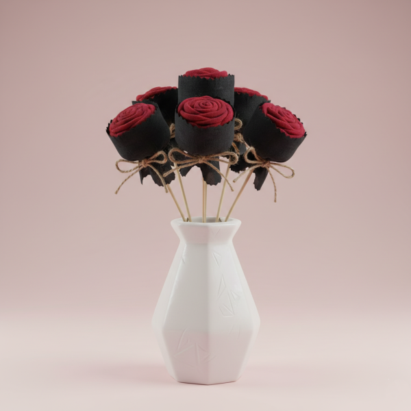 خرید گل رز مصنوعی قرمز پارچه‌ ای