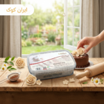 فوندانت کرم گلنان پوراتوس یک کیلویی | خمیر فوندانت حرفه‌ ای نرم و بدون ترک برای تزئین کیک