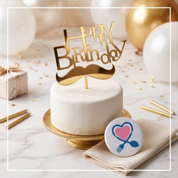 تاپر کیک «happy birthday» طرح سیبیل
