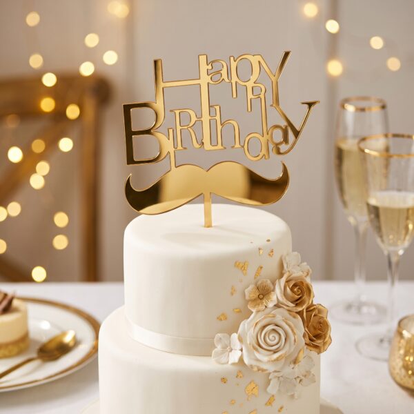 تاپر کیک «happy birthday» طرح سیبیل