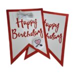 ریسه مقوایی طرح happy birthday قرمز متالیک